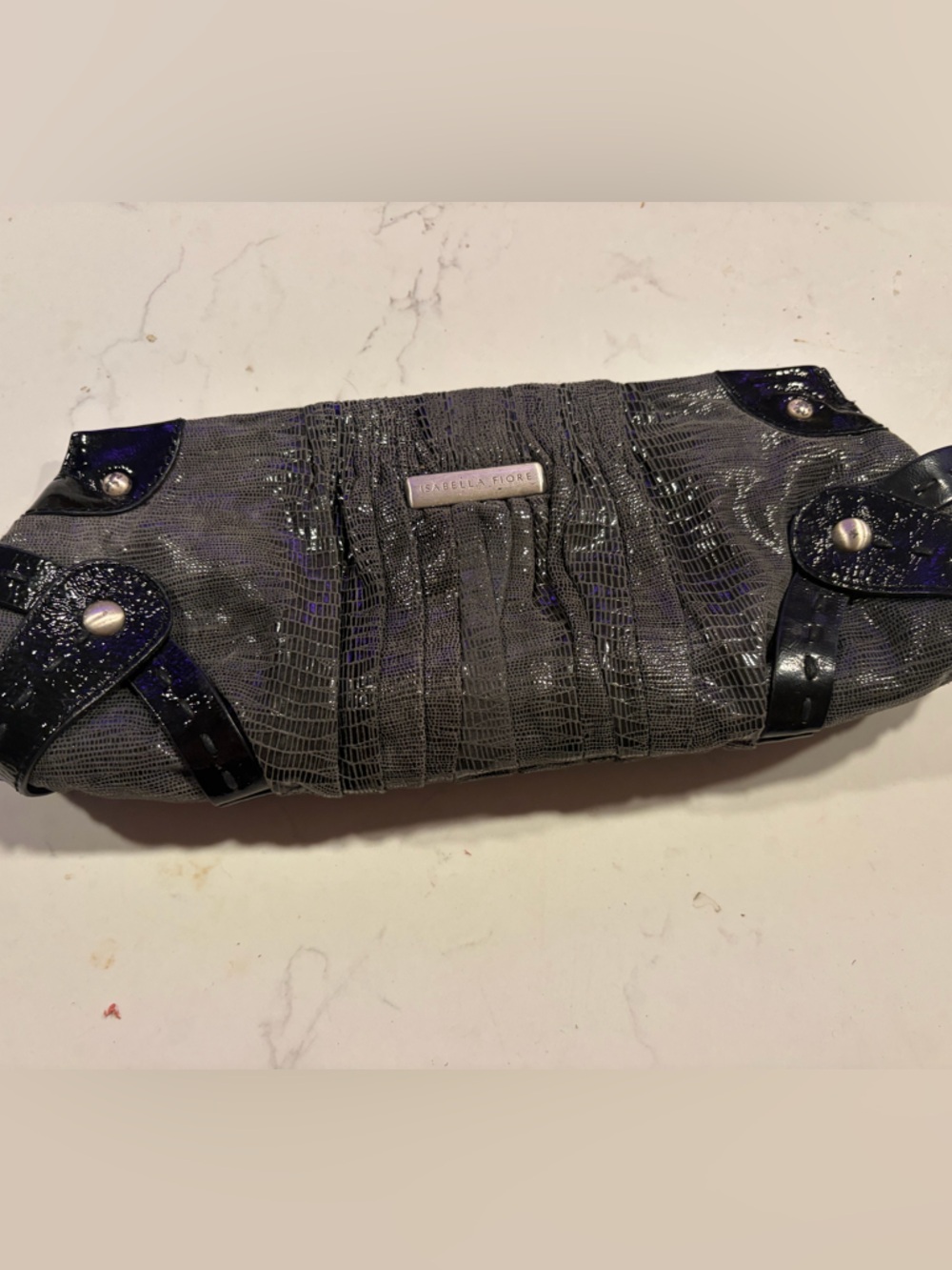 Isabella Fiore Loung Liz Nadi Clutch Charcoal  Handbag MSRP $550